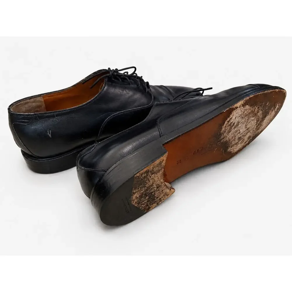 Salvatore Ferragamo Black Leather Cap Toe Derby Shoes SIZE 10 2E Italy